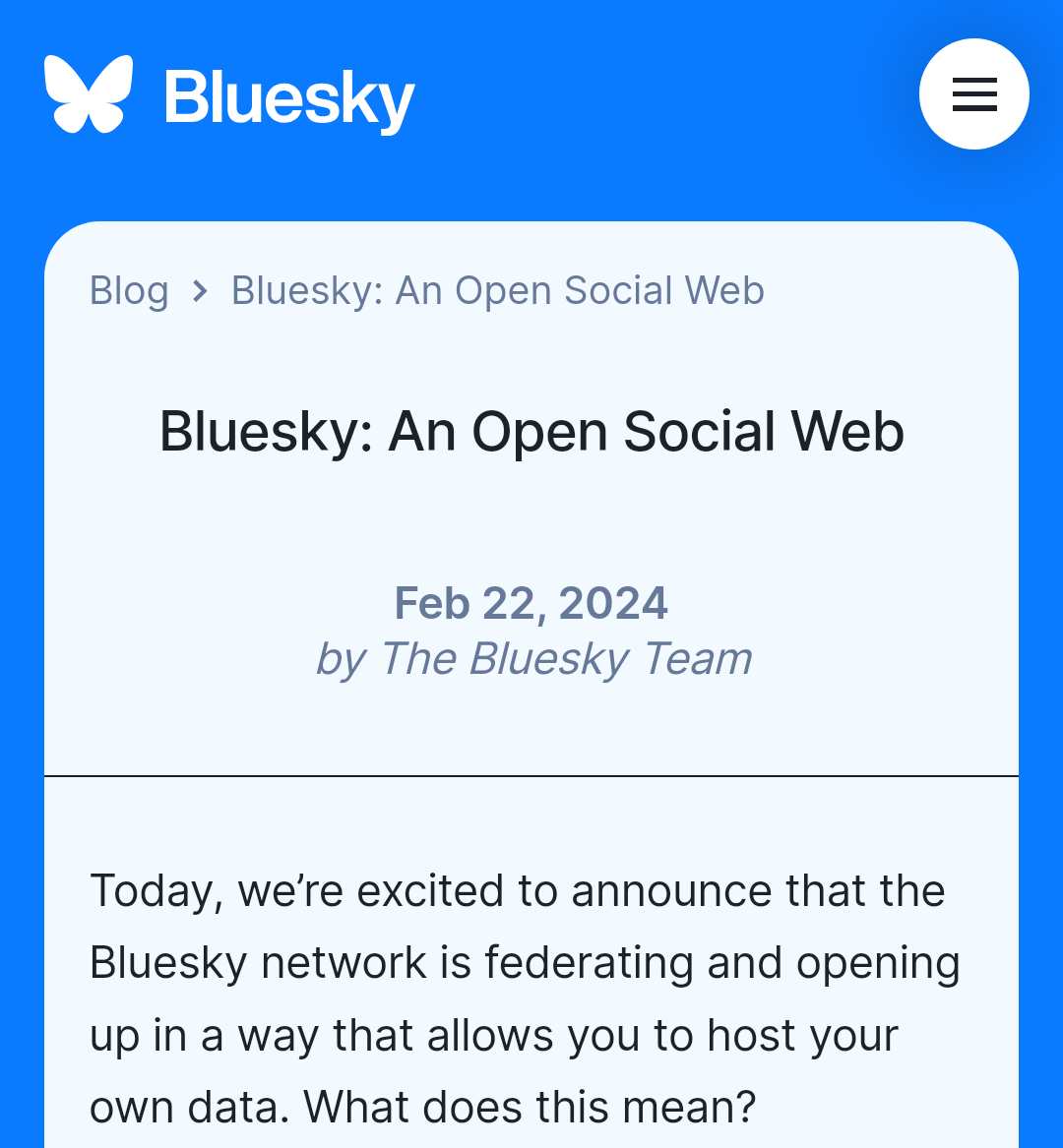 線上賭場：社交媒躰 Bluesky 宣佈支持第三方數據托琯，進一步推動去中心化